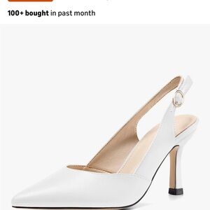Classic White Slingback Pointed-Toe Heels